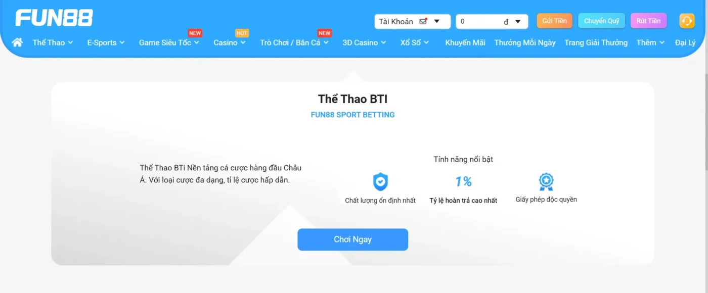 Tổng quan về sảnh thể thao BTI