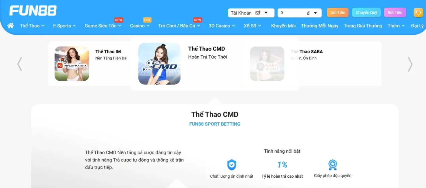 Các môn thể thao CMD phổ biến